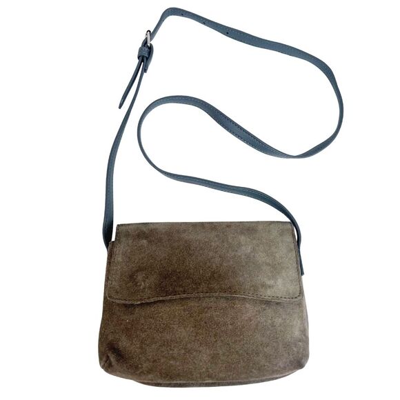 Urban Outfitters UO Grey Suede Crossbody Bag Foldover Purse - Picture 2 of 10
